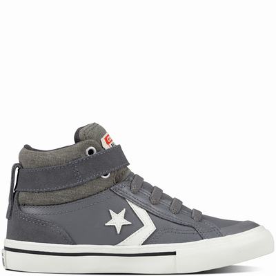 Converse Pro Blaze Strap Leather And Suede High Tops Mens - Deep Grey Shoes (337ZBCTD)